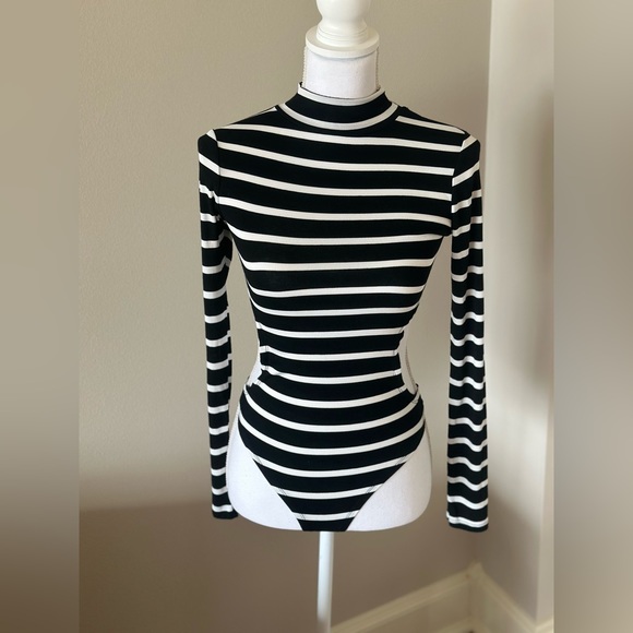Rehab Tops - Black striped bodysuit